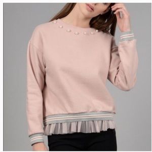 Lili Sidonio Pearl Tulle crew neck sweater size XS